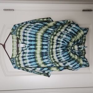 Abstract Print Tie Front Blouse